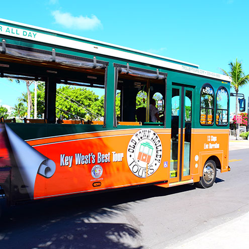 Catch the Old Town Trolley Tours at the Historic Seaport